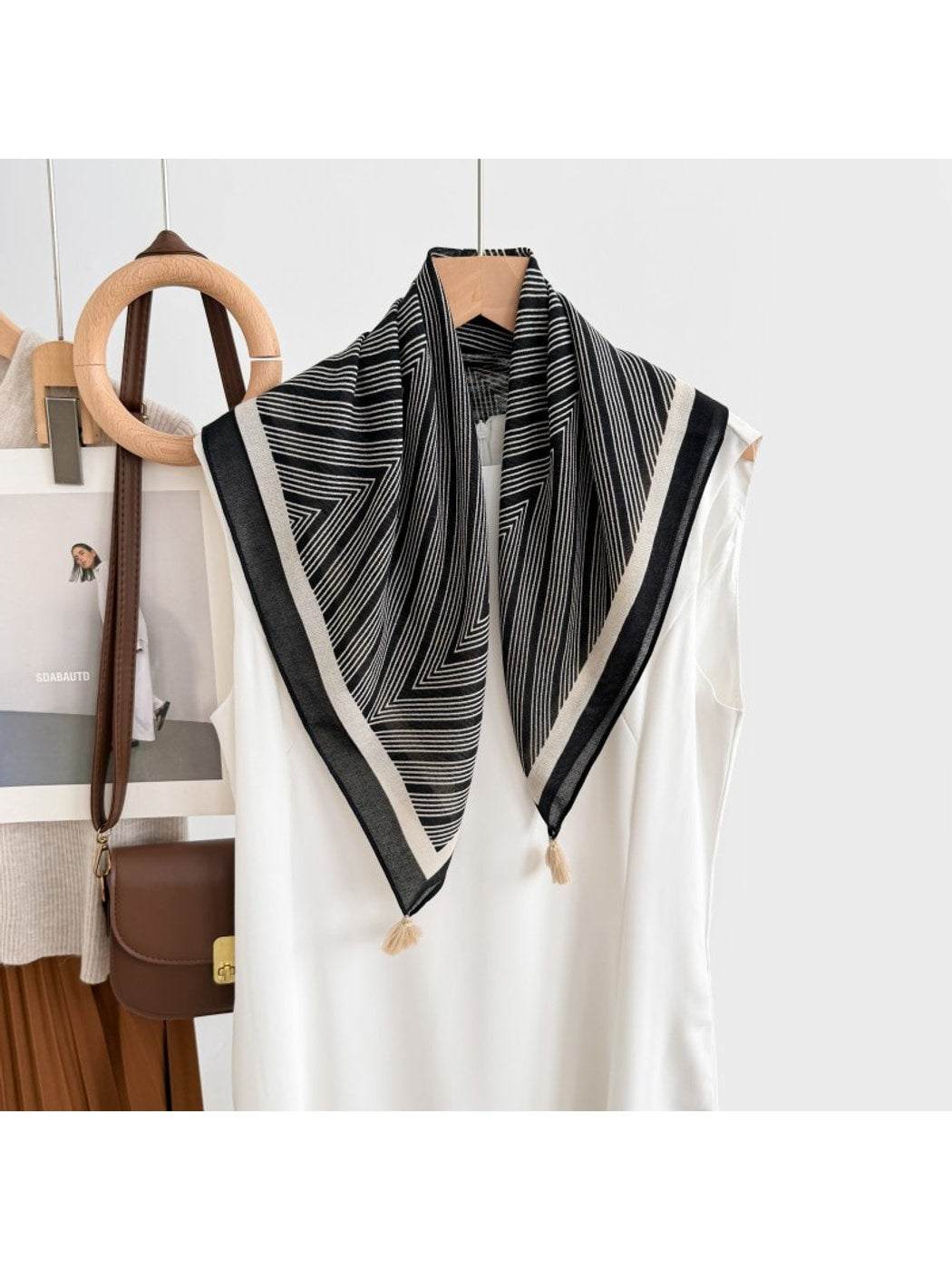 Scarvii - Graphic Line Printed Square Scarf