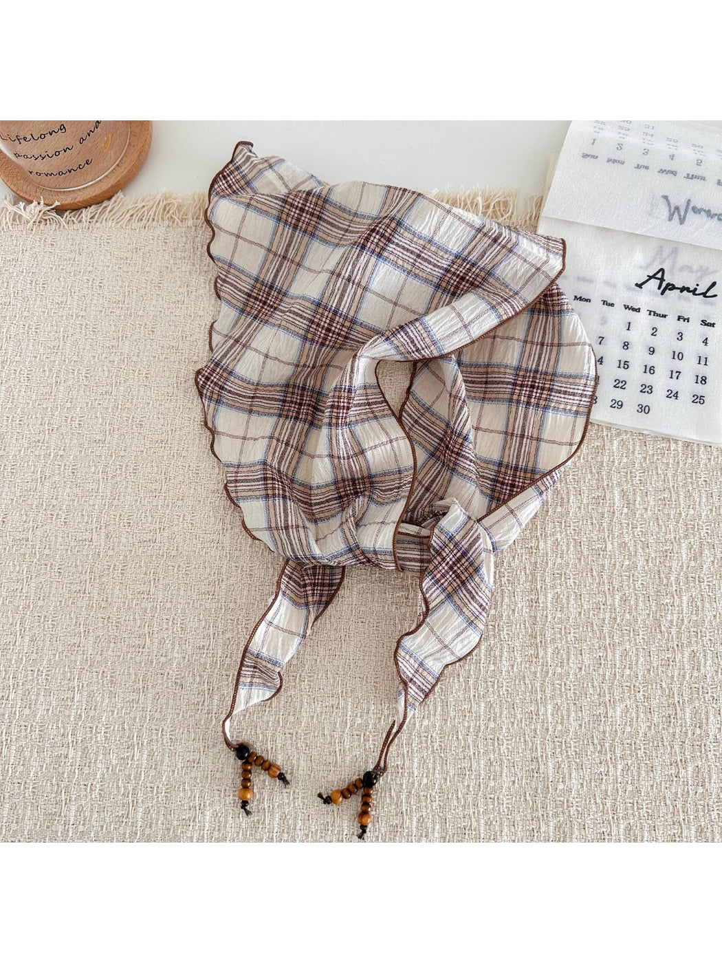 Scarvii - Plaid Beaded Tie Scarf