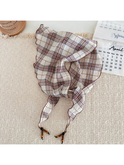 Scarvii - Plaid Beaded Tie Scarf