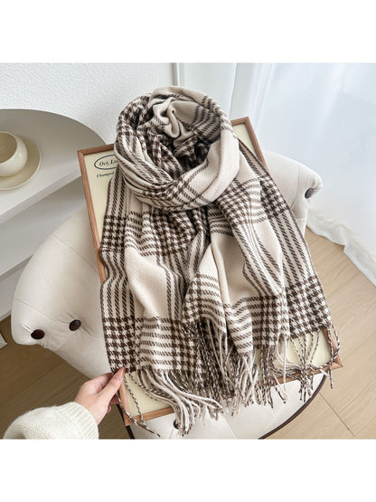 Scarvii - Long Plaid Draped Tassel Winter Scarf