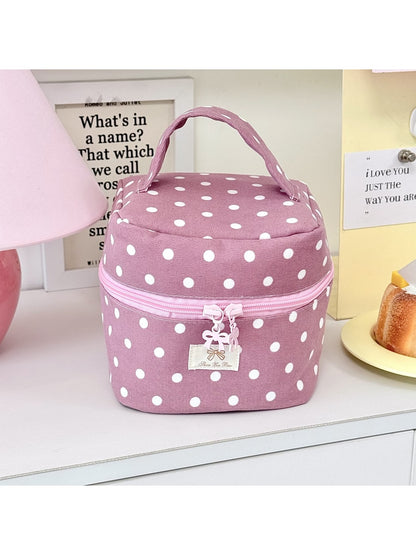 Cosbai - Cute Polka Dot Zipper Cosmetic Organizer Bag