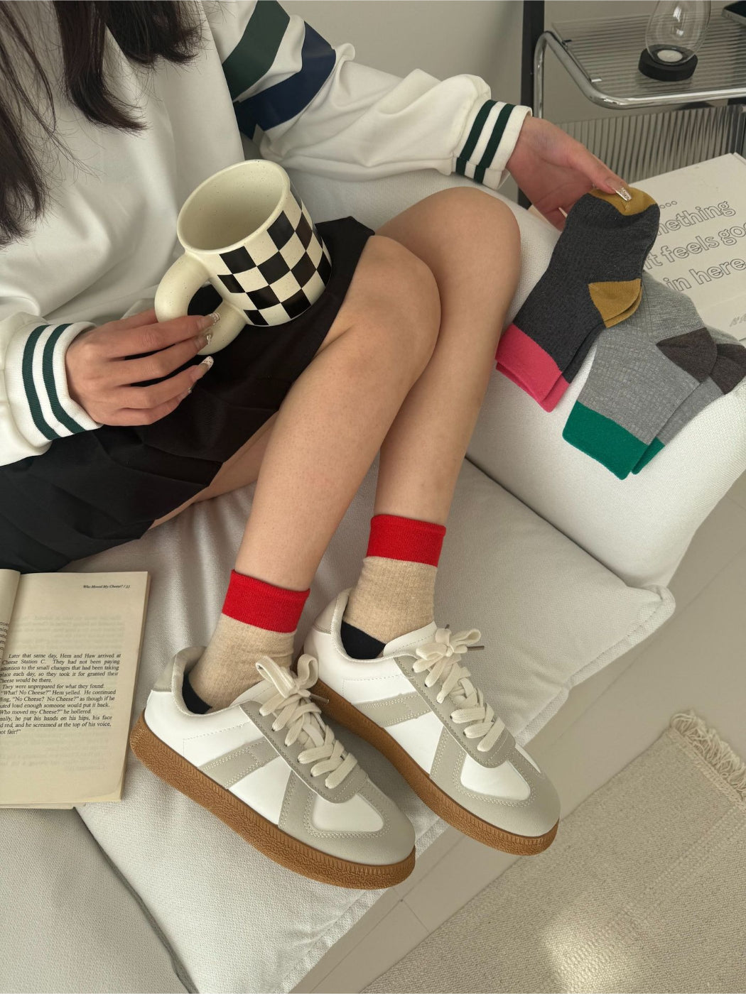 Rufia - Two Tone Ribbed Colorblock Crew Socks