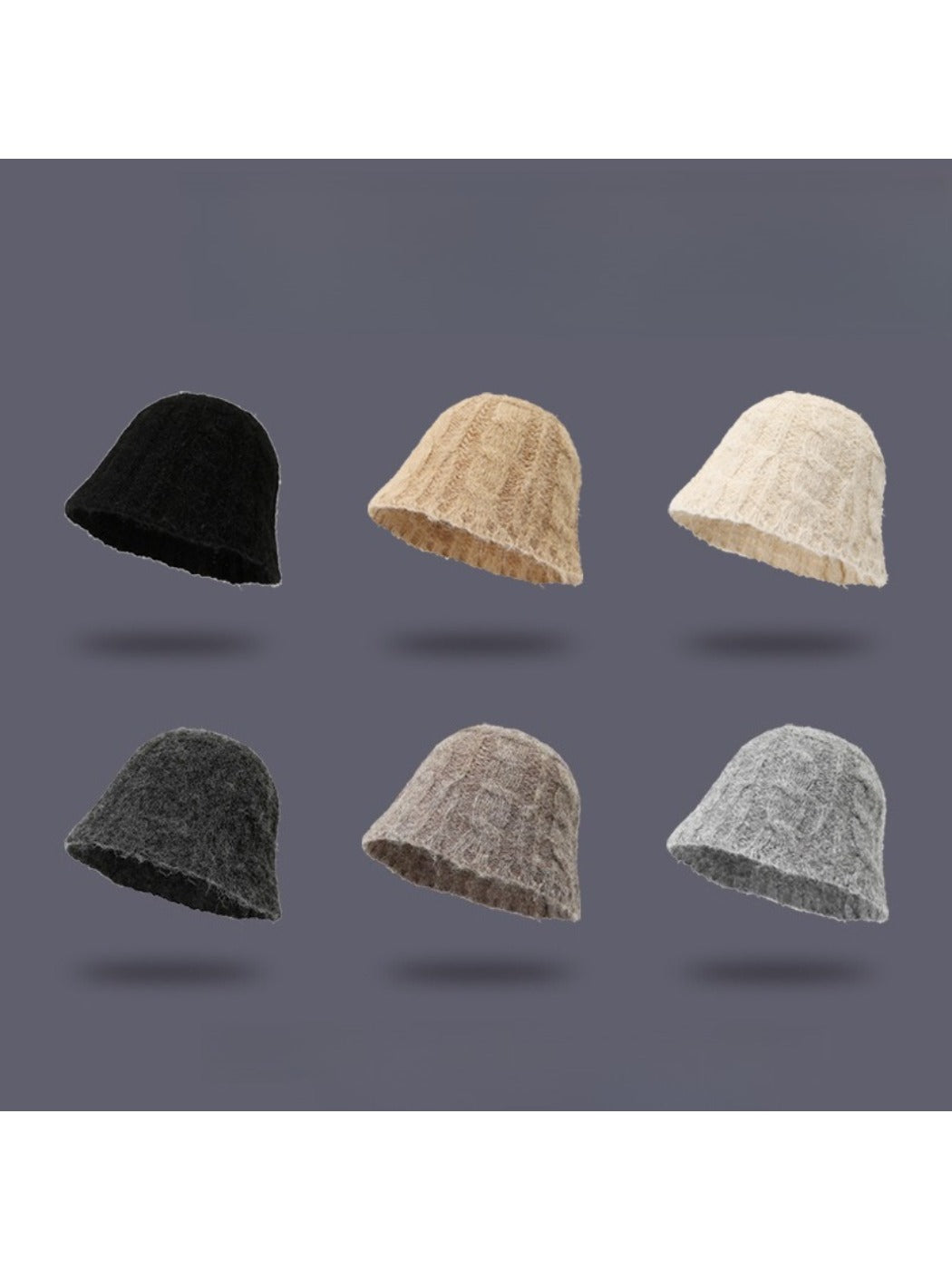 Haila - Solid Color Knitted Bucket Hat