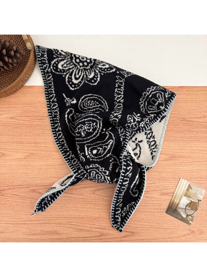Scarvii - Paisley Pattern Knit Triangle Scarf