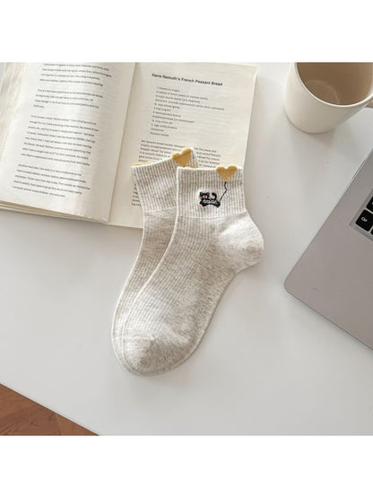 Rufia - Cute Cartoon Heart Pattern Ankle Socks