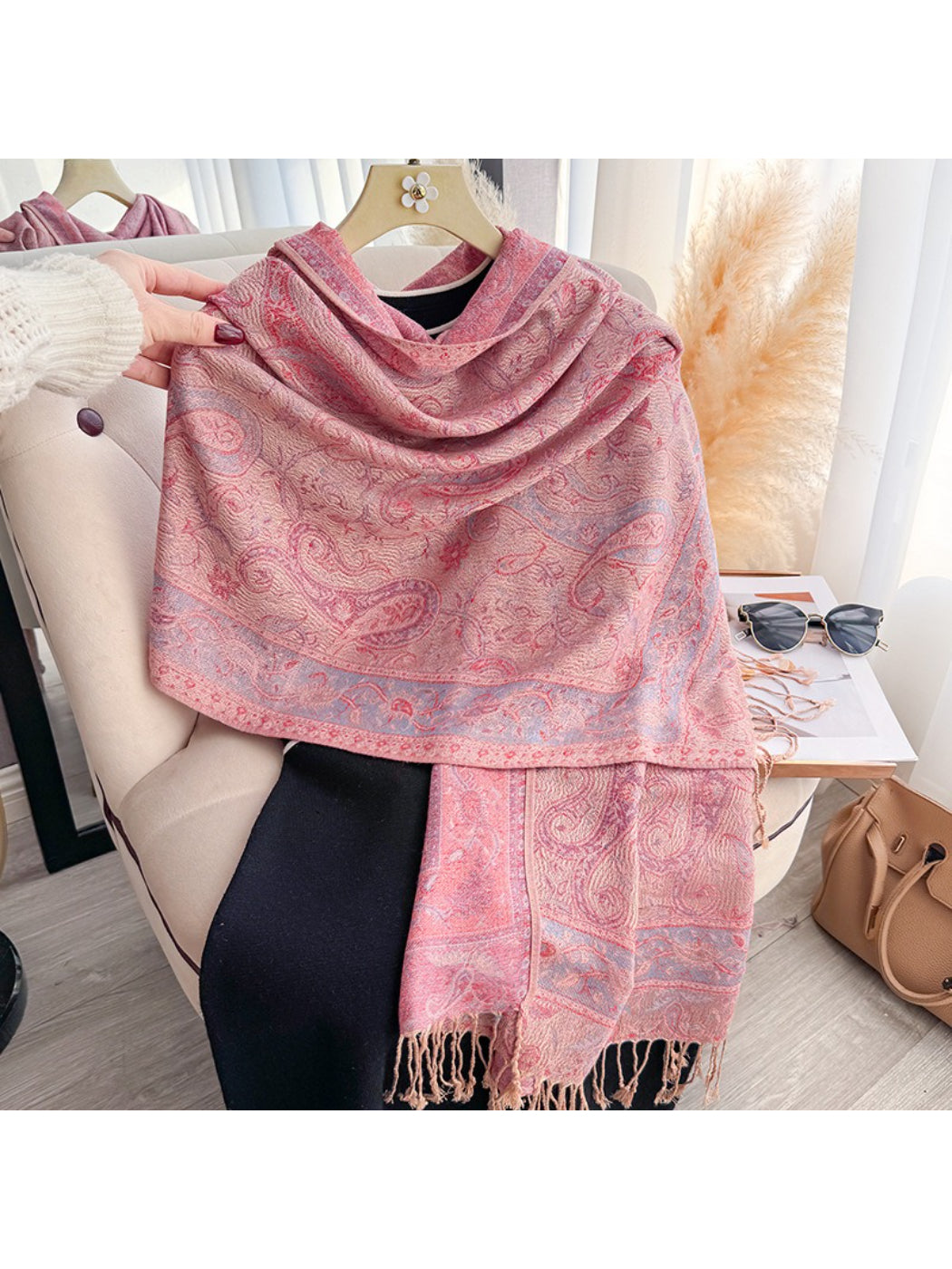 Scarvii - Classic Paisley Wrap Fringe Scarf