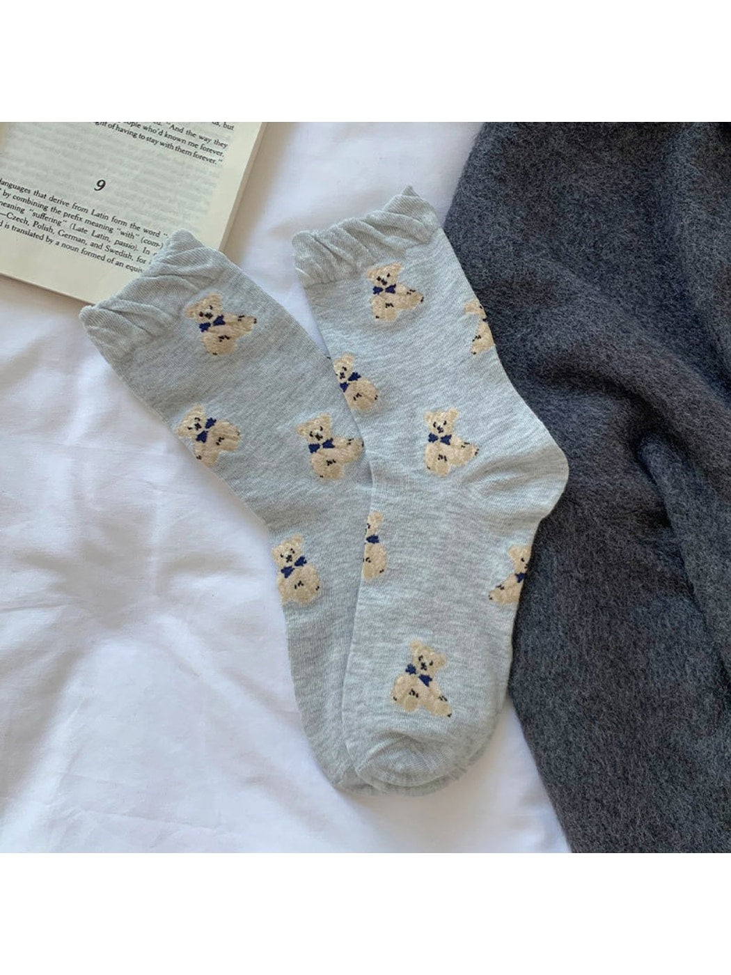 Rufia - Sweet Bear Pattern Everyday Crew Socks