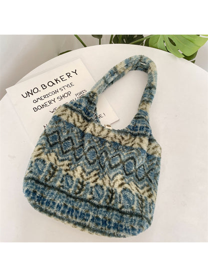 Cosbai - Fuzzy Pattern Shoulder Tote