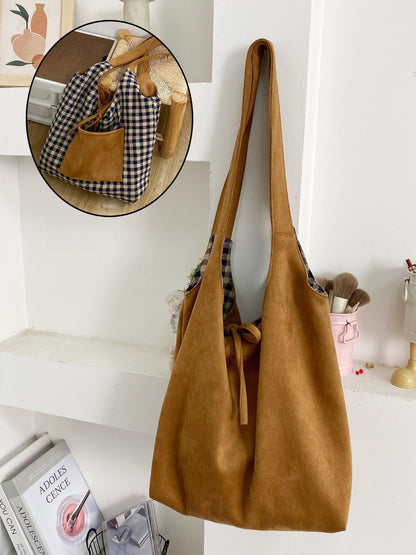 Cosbai – Retro Reversible Color-Block Tote Bag