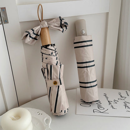 Rano - Beige & Green Stripe Compact Umbrella (Auto/Manual)