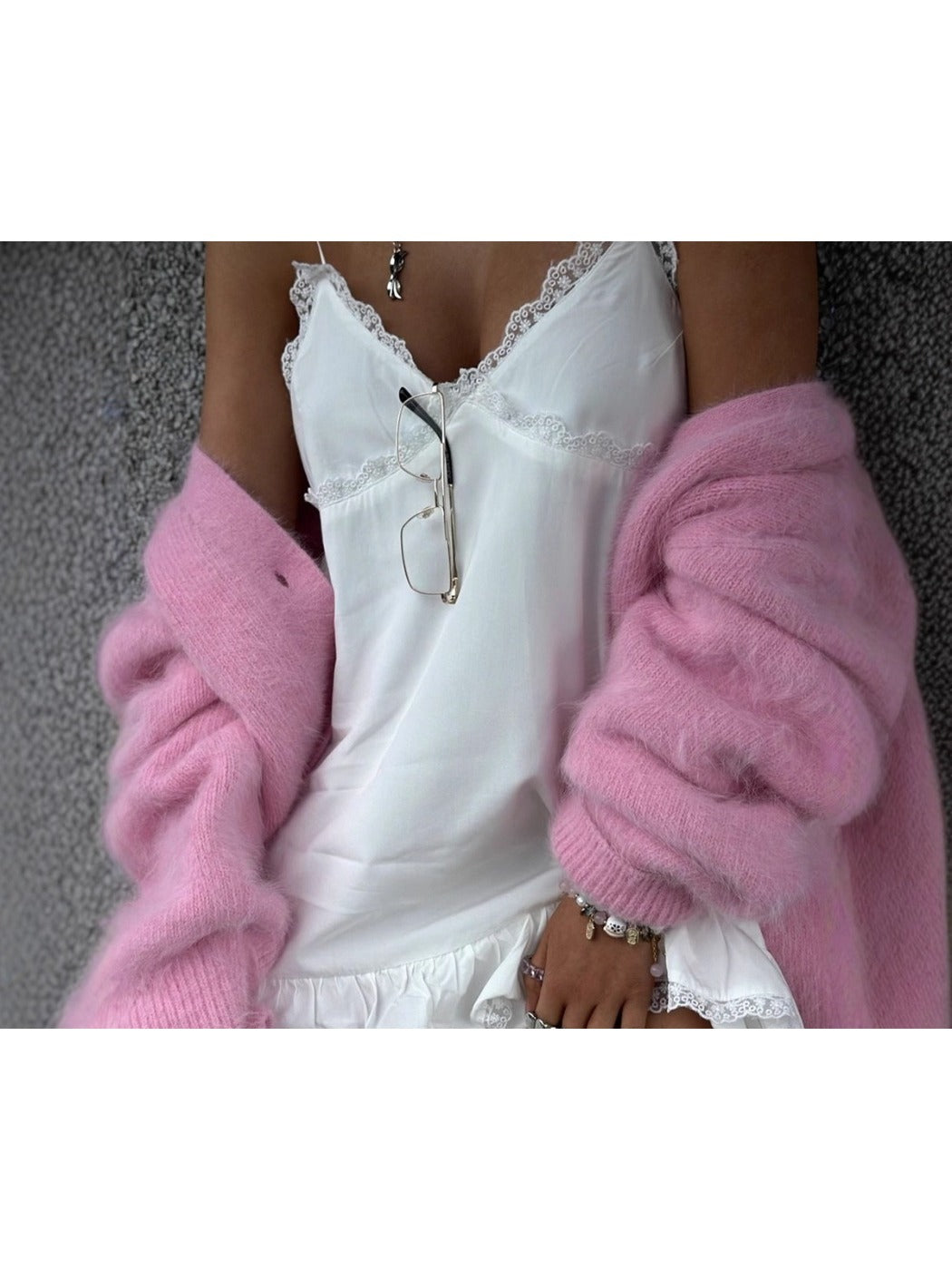 Crosa - Women's V-Neck Knit Cardigan Sweater Open Front Coat