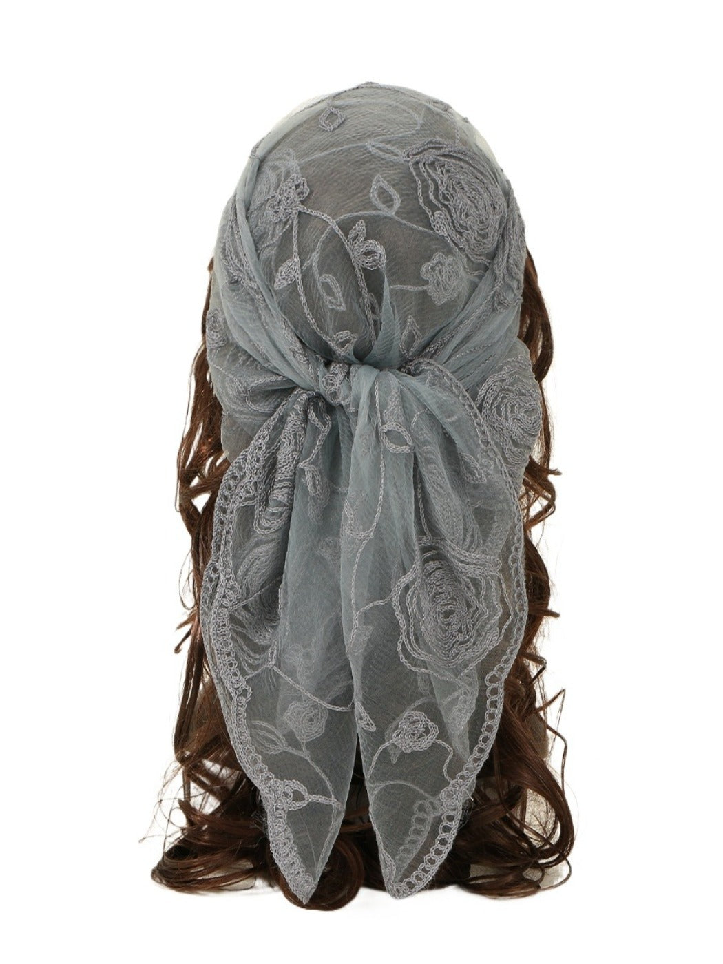 Scarvii - Rose Embroidered Square Scarf & Shawl