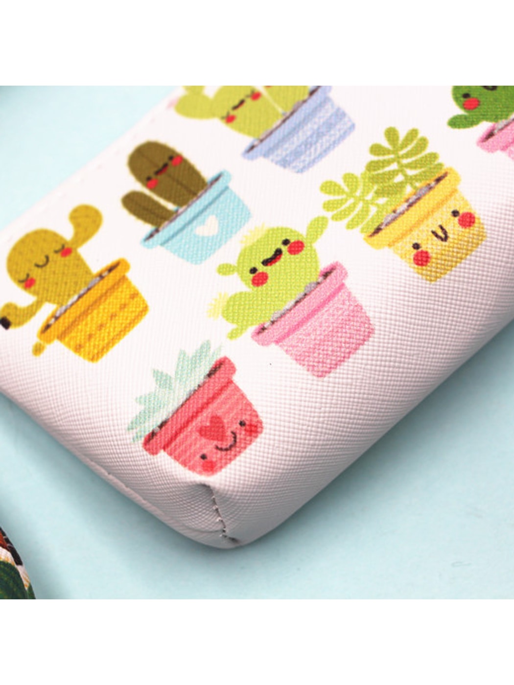 Cosbai - Cartoon Cactus Print Everyday Coin Purse