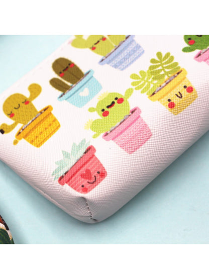Cosbai - Cartoon Cactus Print Everyday Coin Purse