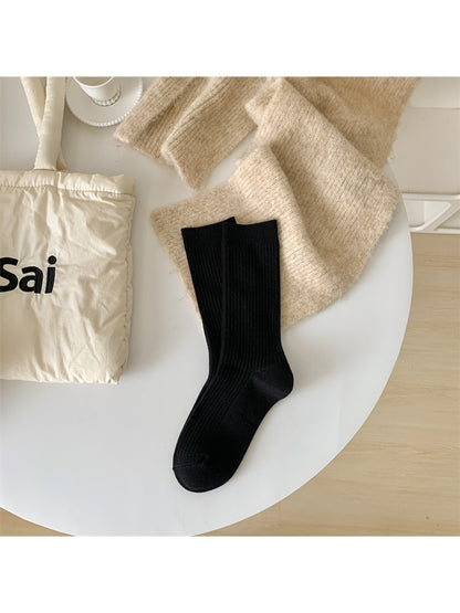 Rufia - Classic Solid Ribbed Crew Socks