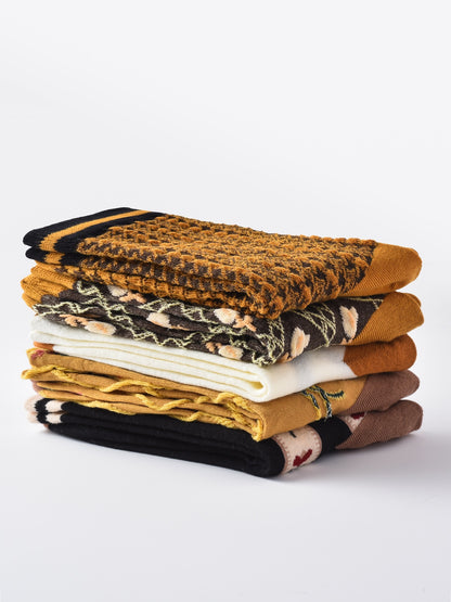 Rufia - Retro Tulip Garden Jacquard Crew Socks