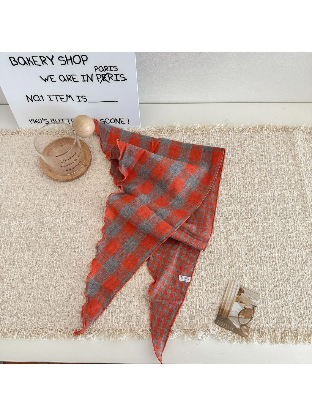 Scarvii - Gingham Check Ruffle Edge Scarf
