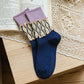 Rufia - Color Block Lace Trim Mid-Calf Socks