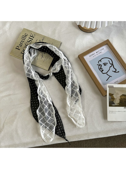 Scarvii - Muted Lace Polka Dots Pattern Scarf