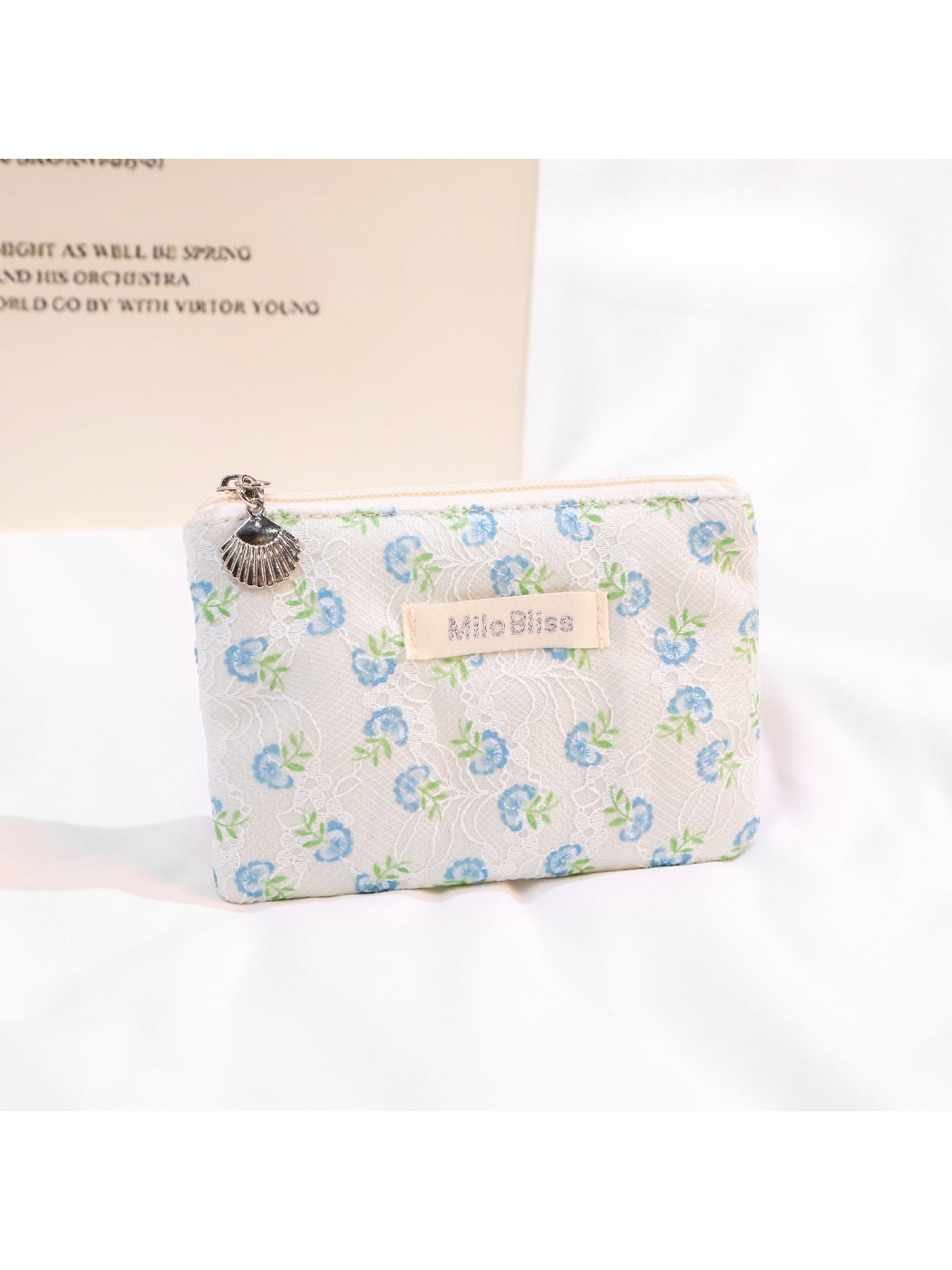 Cosbai - Floral Mini Coin Pouch with Zipper Charm detail view 3