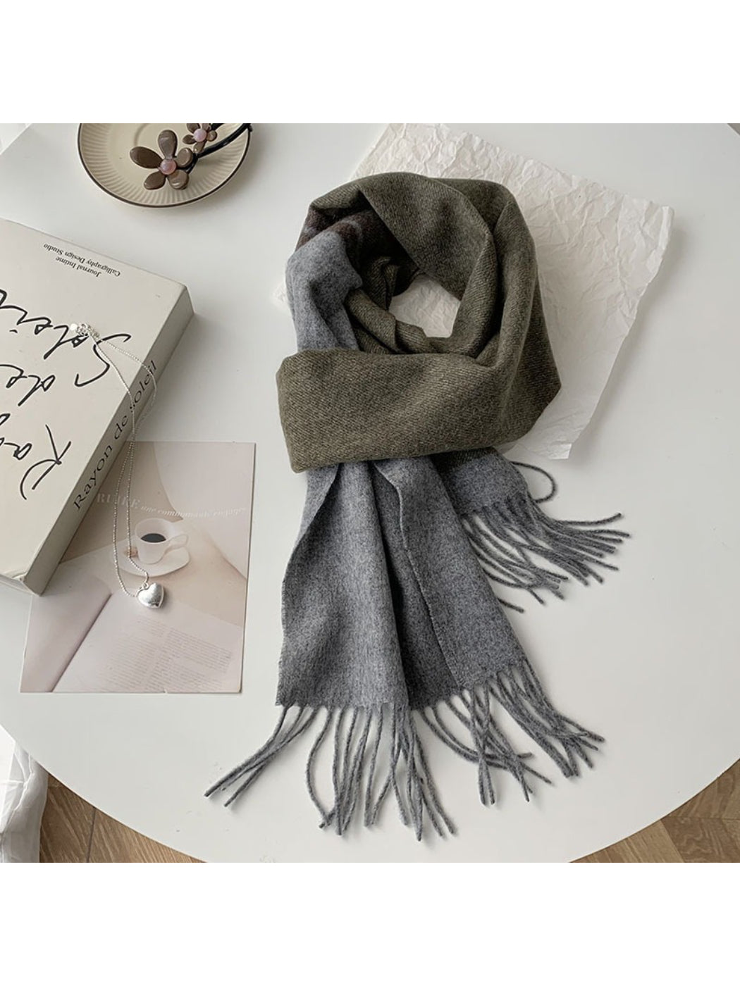 Scarvii - Soft Light Checked Fringe Scarf