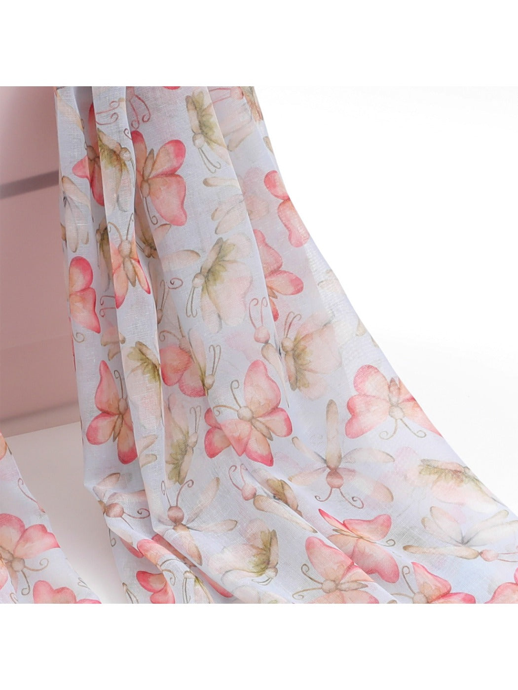 Scarvii - Pink Butterfly Print Scarf