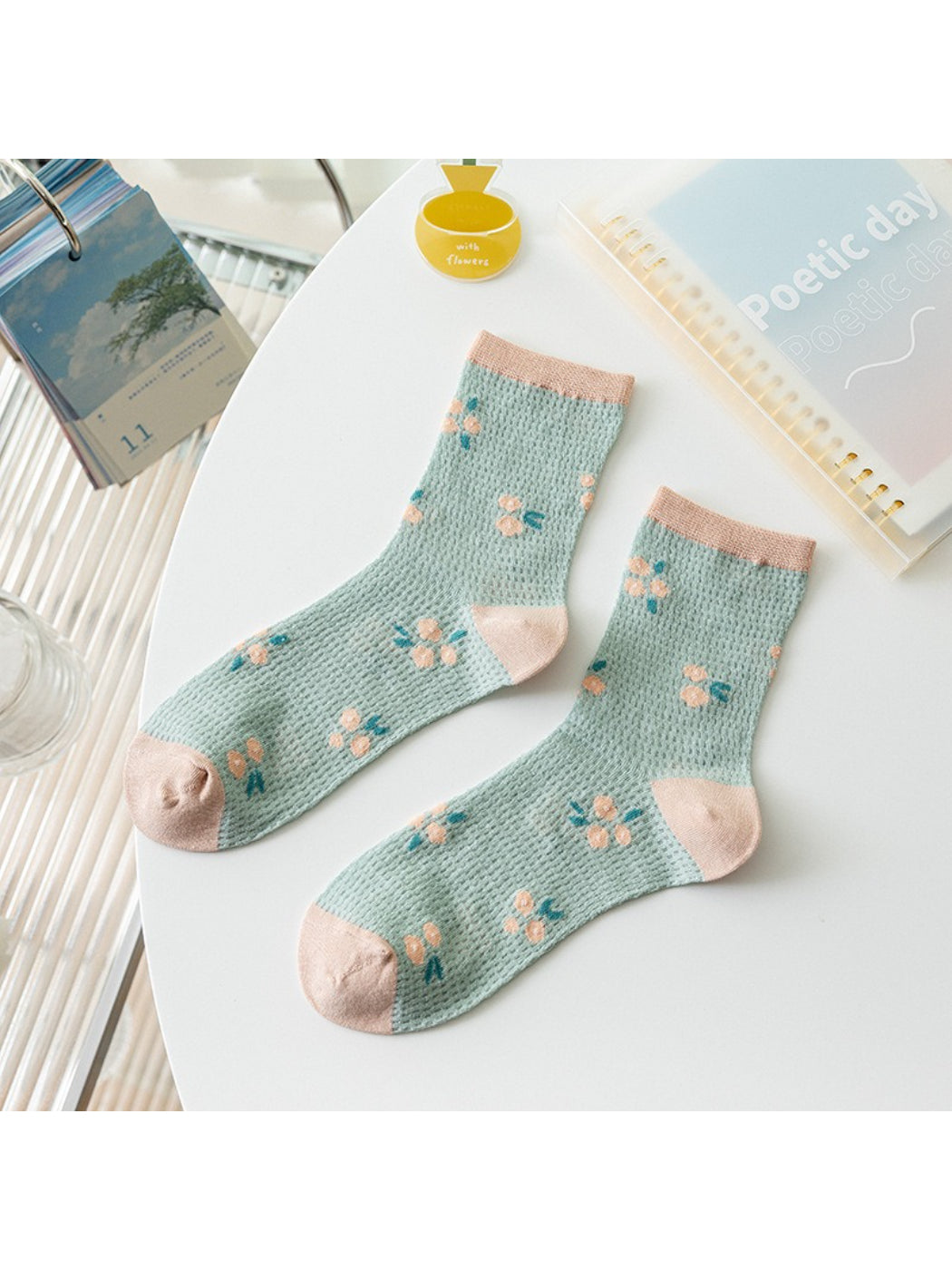 Rufia - Poetic Floral Texture Knit Crew Socks product image 7