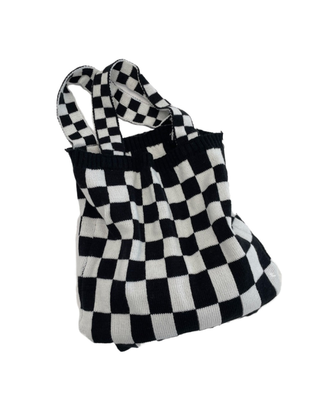 Cosbai – Knitted Checkered Tote Bag
