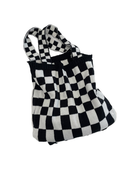 Cosbai – Knitted Checkered Tote Bag