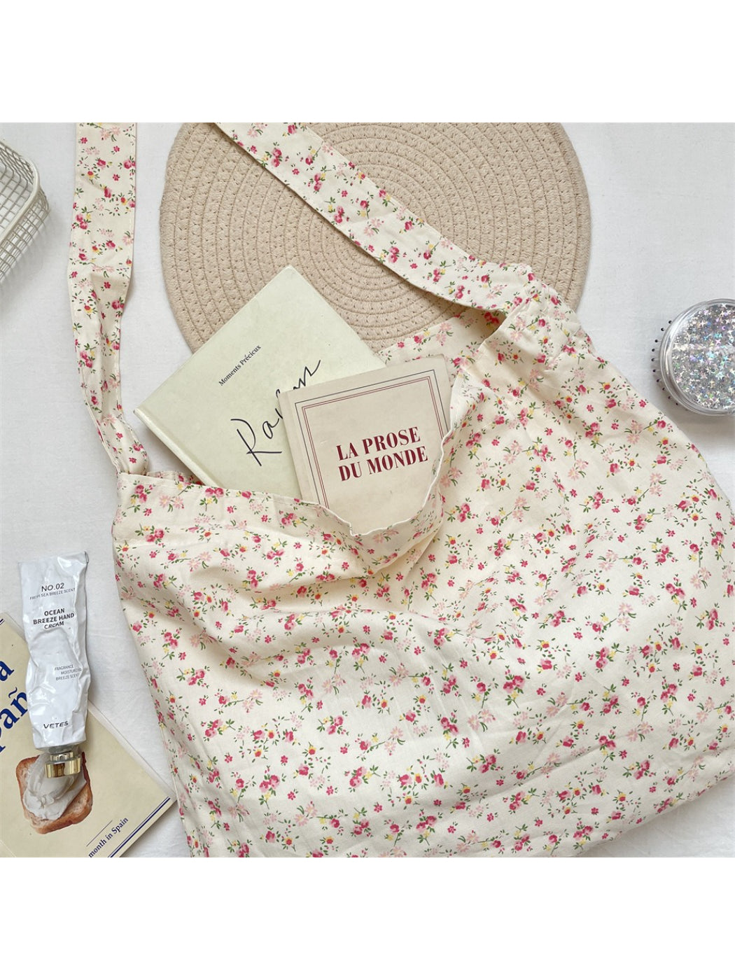 Cosbai - Small Floral Print Tote Bag