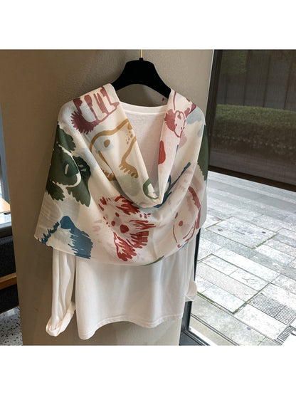 Scarvii - Abstract Dog Print Rectangular Shawl