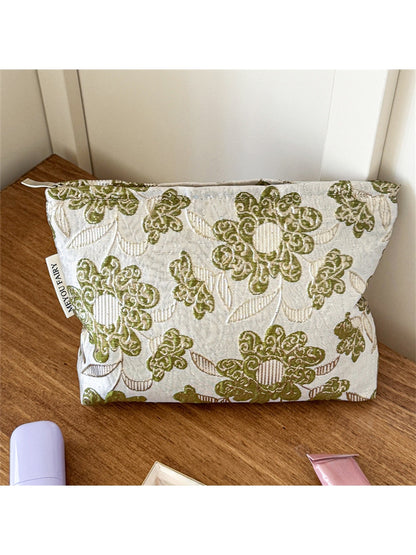 Cosbai - Raised Floral Zipper Makeup Bag