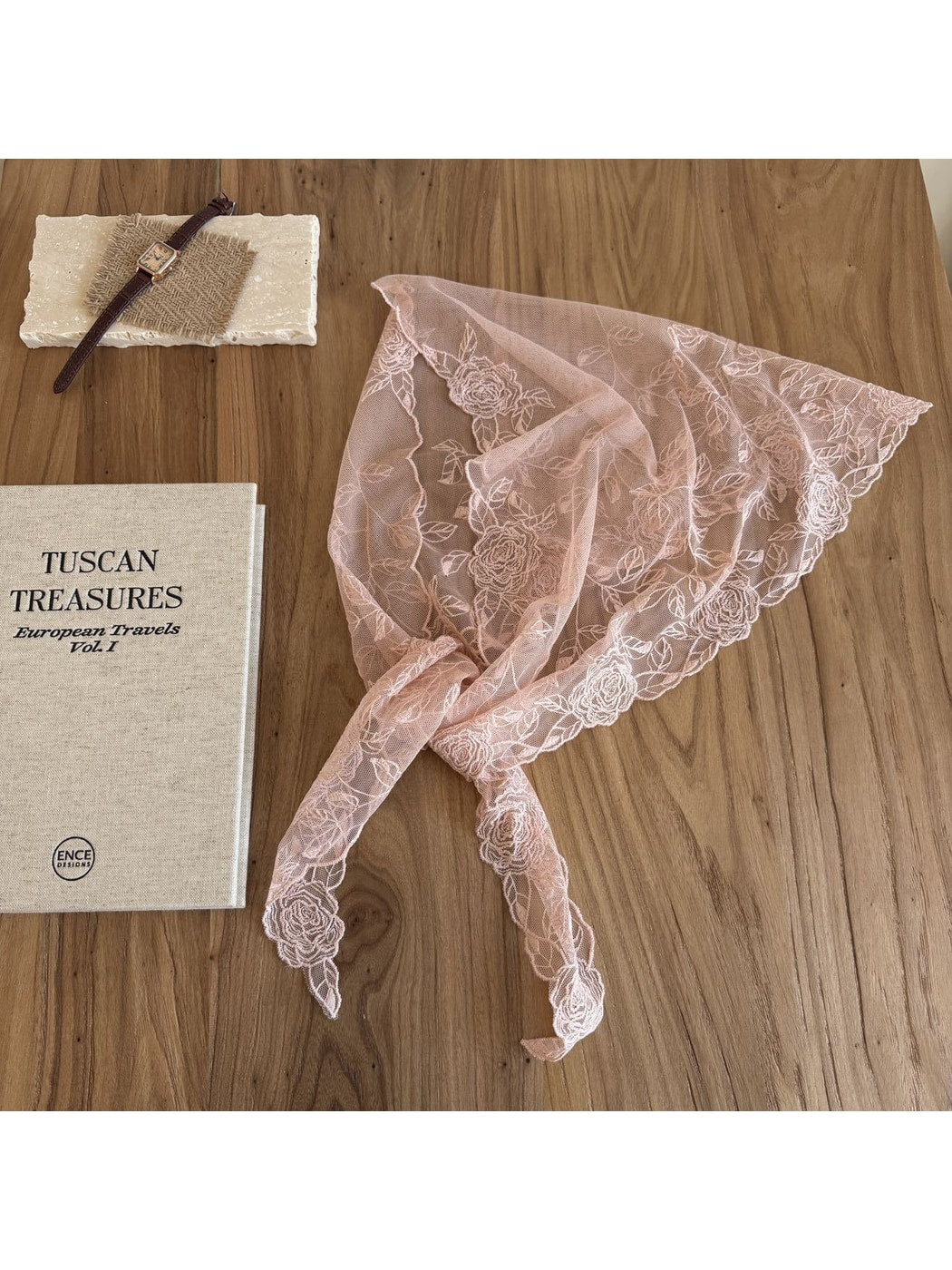 Scarvii - Rose Floral Lace Triangle Scarf