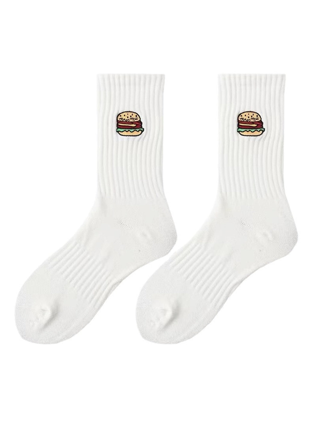 Rufia - Solid Base Burger Motif Crew Socks