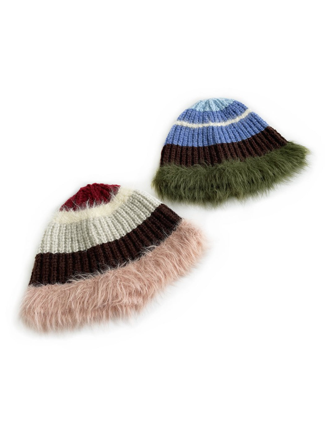 Haila - Colorblock Fuzzy Trim Knit Beanie