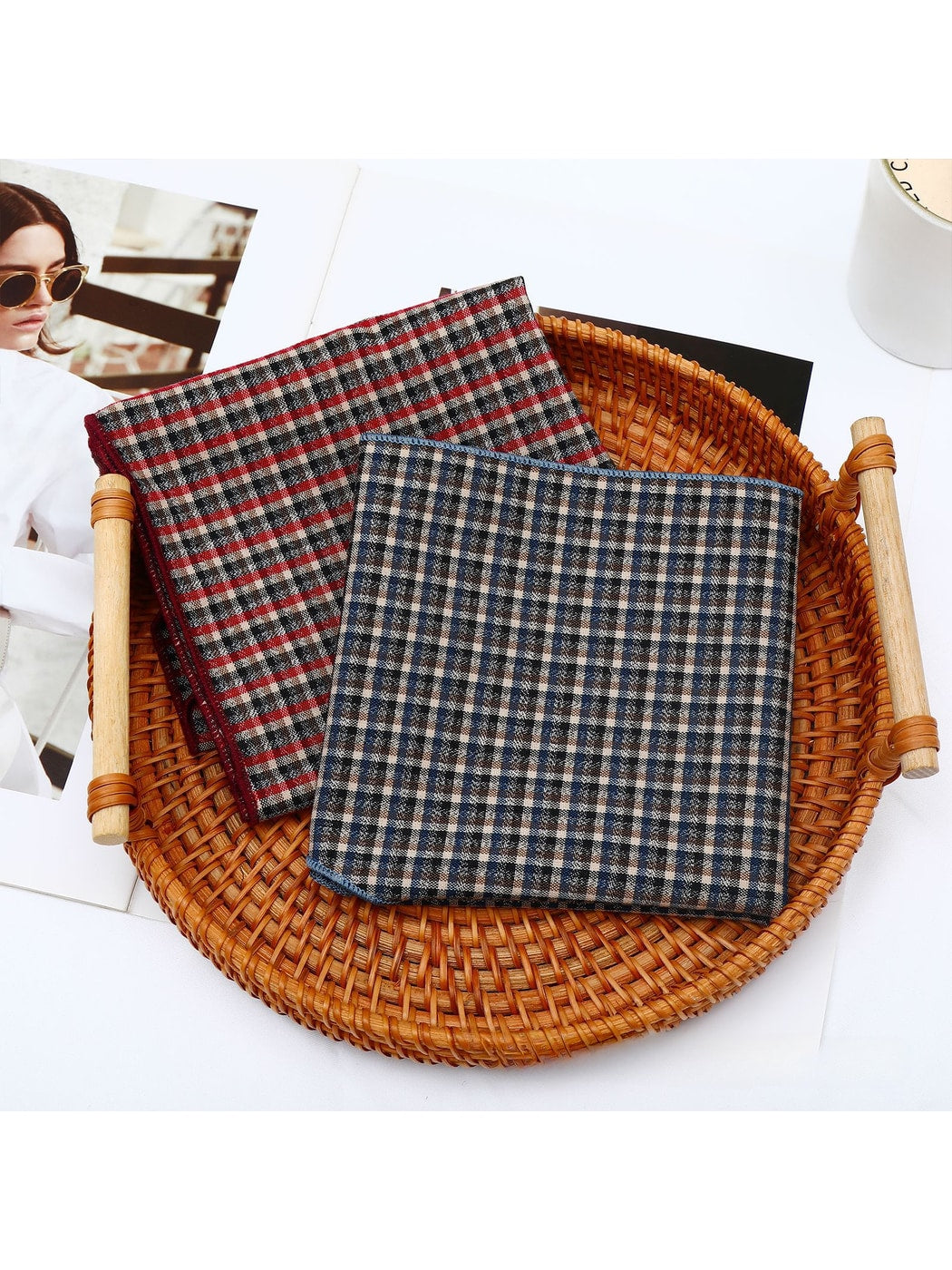 Scarvii - Geometric Retro Check Print Triangle Bandana