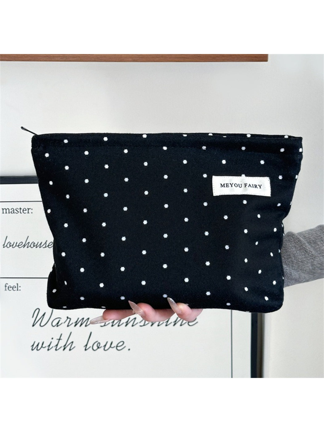 Cosbai - Polka Dot Felt Cosmetic Pouch