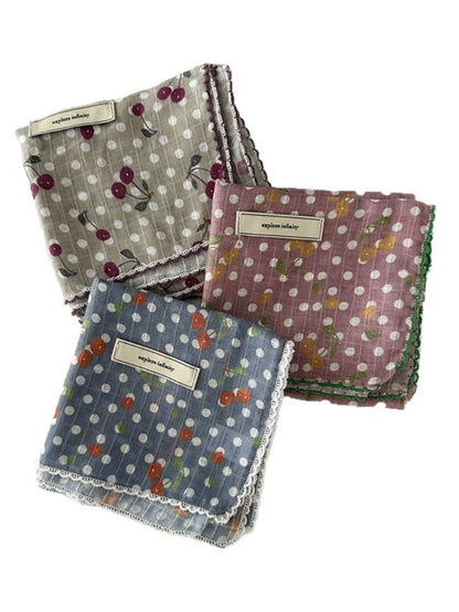 Scarvii - Vintage Cherry Pattern Polka Dot Neck Scarf