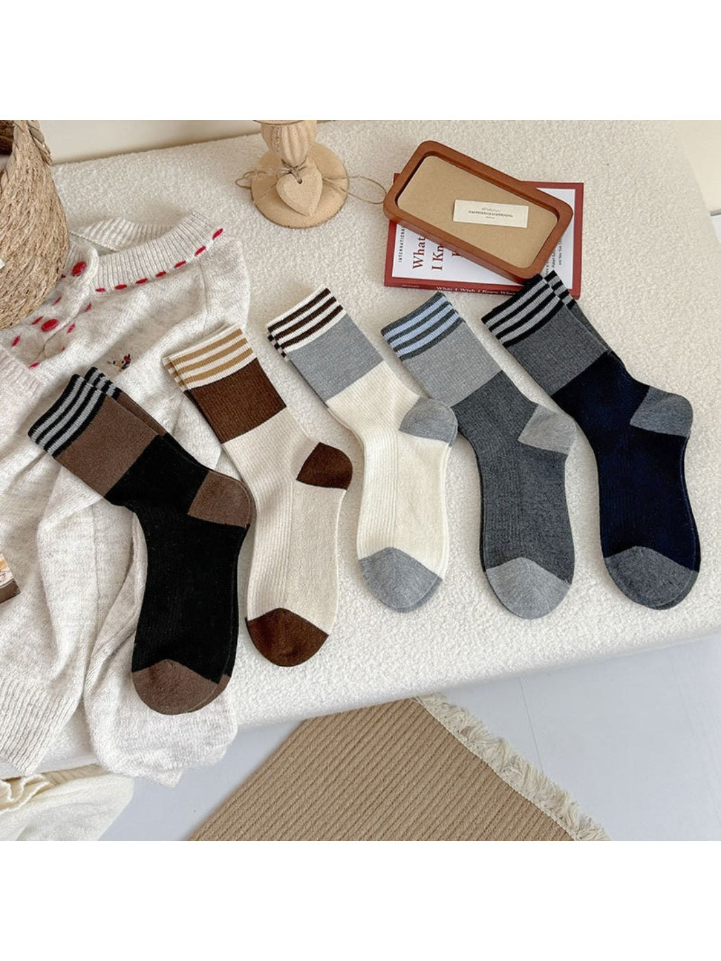 Rufia - Colorblock Stripe Knit Crew Socks