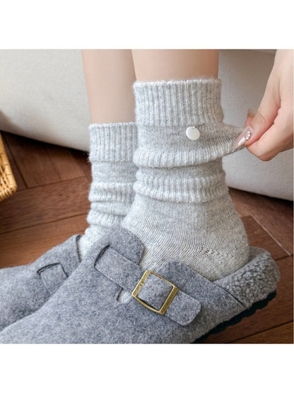 Rufia - Mid-Calf Socks with Shell Buttons