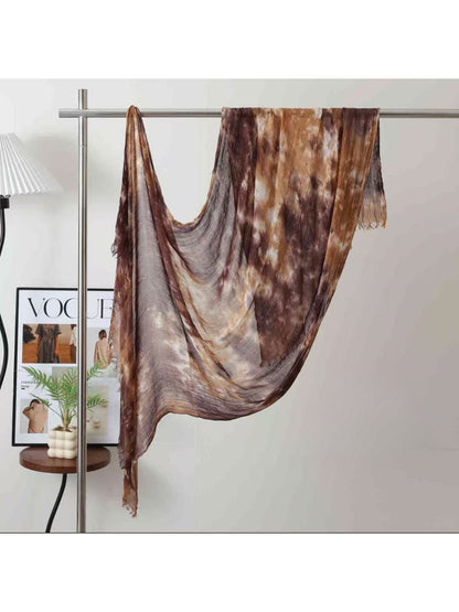 Scarvii - Abstract Mottled Tie-Dye Fringe Scarf