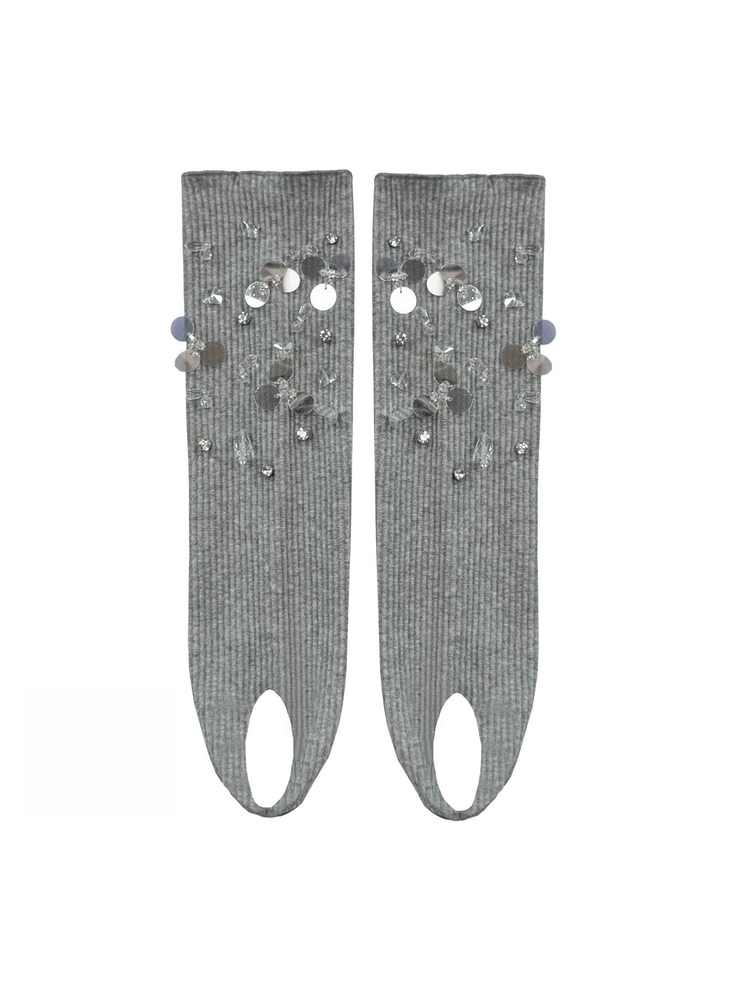 Cozyra - Sequin and Bead Ribbed Stirrup Leg Warmers