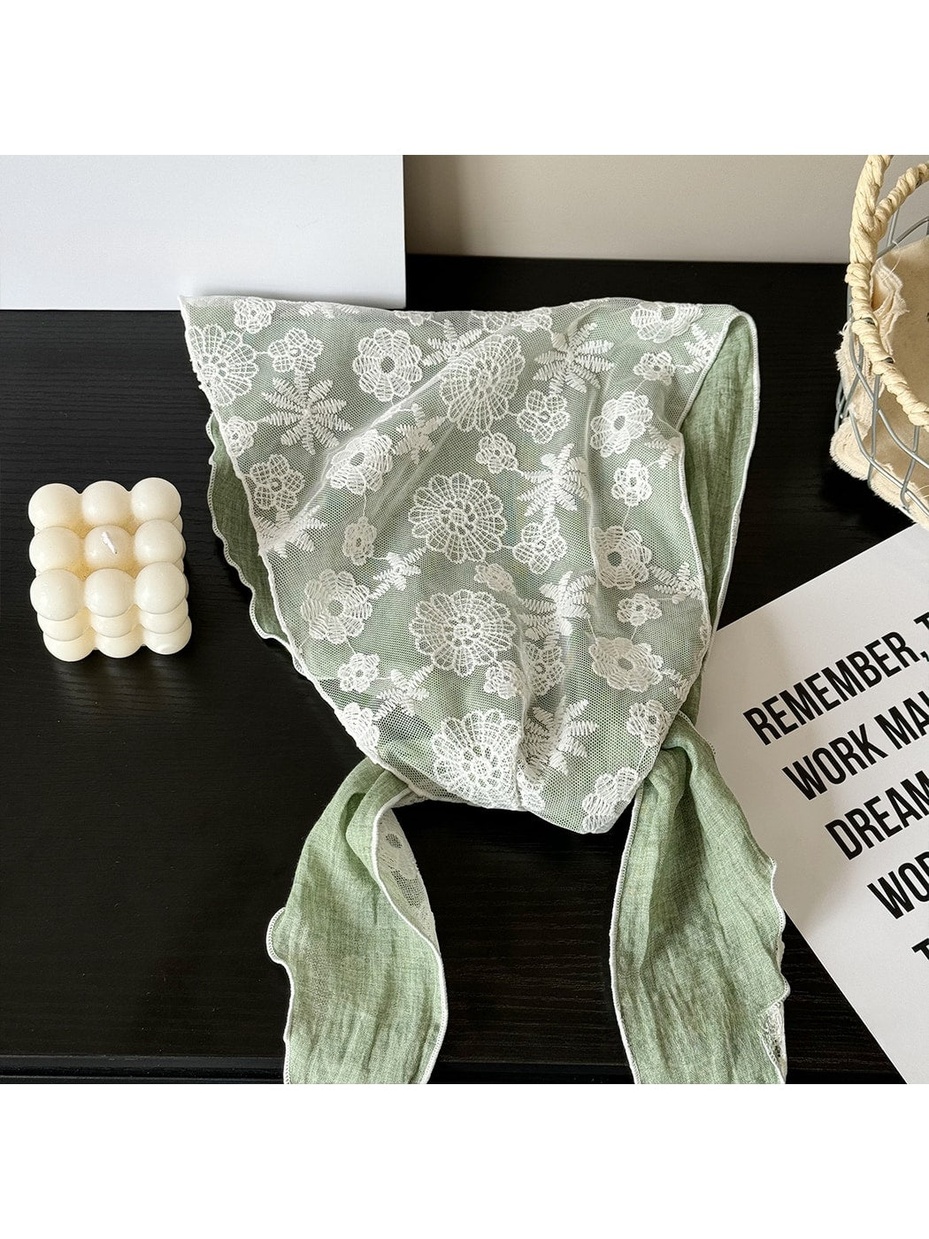 Scarvii - Floral Lace Embroidery Double Layer Triangle Scarf