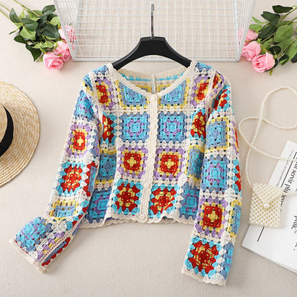 Crosa Vintage V-Neck Hollow Knit Sweater product shape