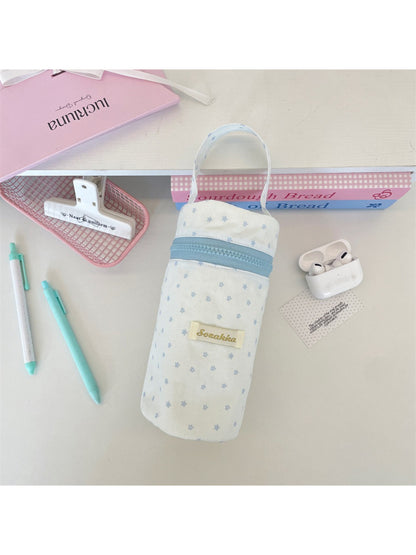 Cosbai pencil pouch standing upright showing cylindrical shape and star pattern