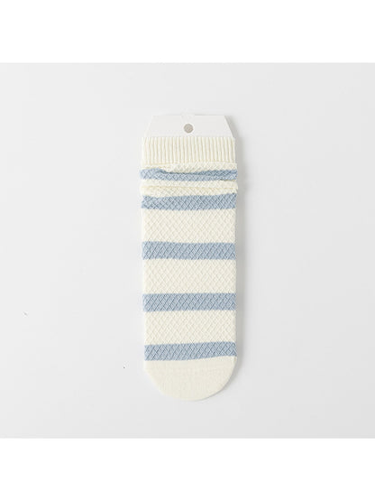 Rufia - Simple Style Candy Color Stripe Casual Crew Socks