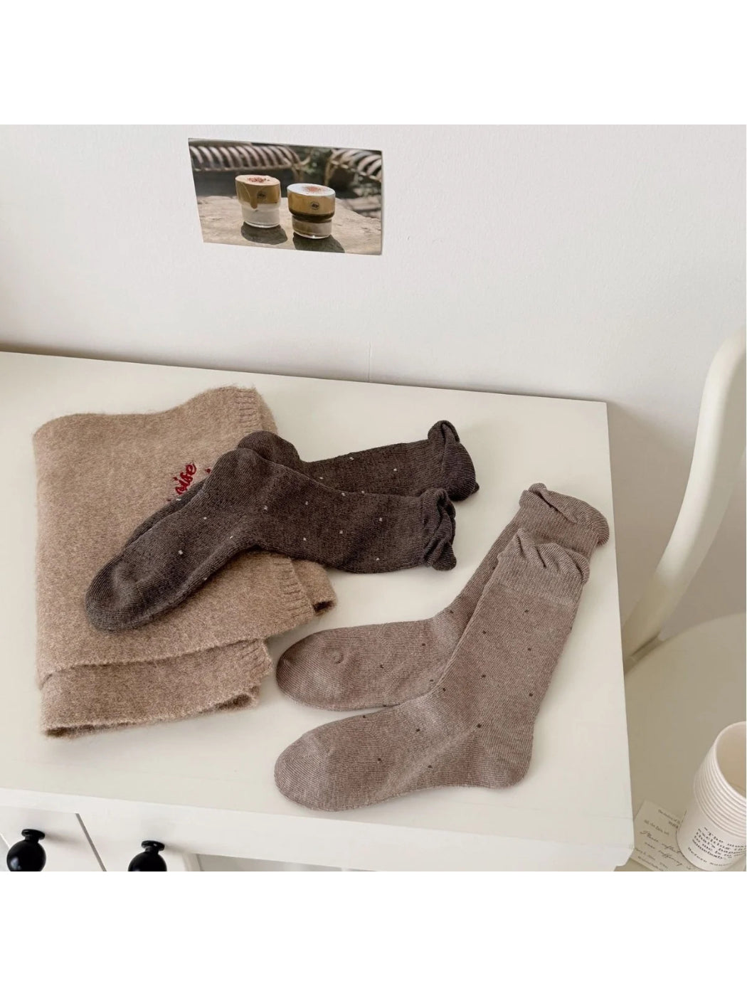 Rufia - Tiny Square Dot Fine-Knit Crew Socks