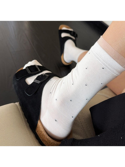 Rufia - Simple Polka Dot Casual Crew Socks