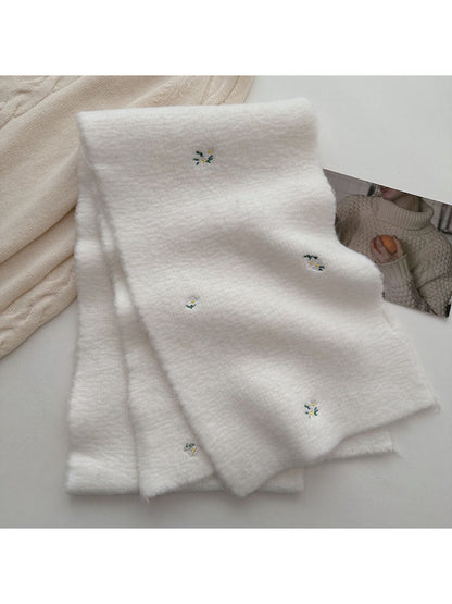 Scarvii - Soft Floral Detail Knit Scarf