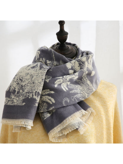 Scarvii - Botanical Bird and Butterfly Fringed Scarf